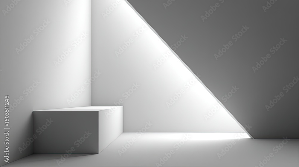 Poster light box abstract minimalist architecture with clean geometry and shadows.