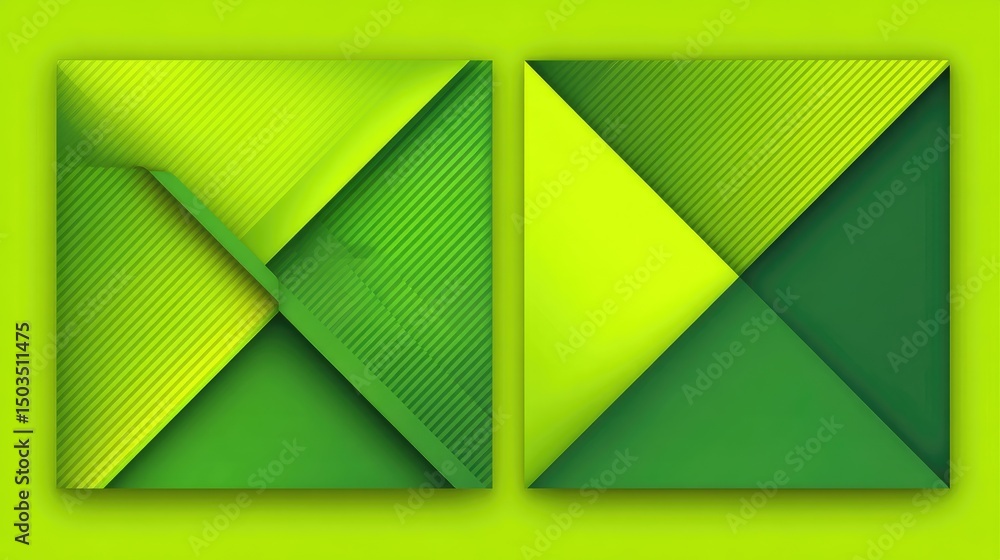 Poster geometric green squares abstract pattern with modern background design.