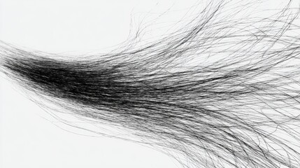 Obraz premium Flowing Black Strands Abstract Hair Texture on White.