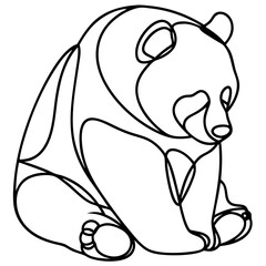 Obraz premium Panda sitting illustration, line art style, black and white, for children's books