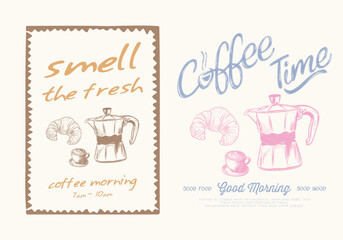 Retro typography Coffee time club graphic tee t-shirt, artwork. Sunday coffee time vector design. Coffee Time Modern Art, Coffee Morning time artwork for a graphic tee t-shirt, Breakfast time design