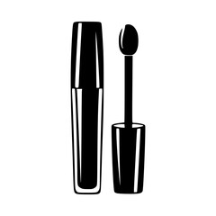 Obraz premium Black Mascara Tube & Brush - Vector Illustration