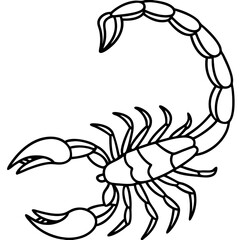 Scorpion with raised tail, line art illustration