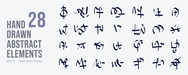 Obraz premium Premium Quality Hand Drawn Abstract Doodle Icons, Ancient Symbols and Design Elements for Backgrounds, Patterns, Posters and Any Design Projects 