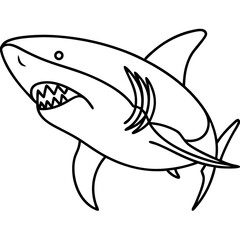 Obraz premium Great white shark line drawing, for educational materials