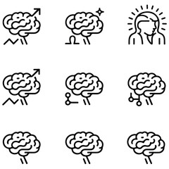 Hand draw Brain icon vector, outline, silhouette on white background