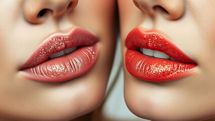 Obraz premium Close-up view of a woman's lips with glamorous makeup.