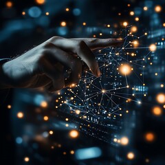 Human resource management technology (HR), Human resource manager touching human resource network structure and checks the CV online to choose the perfect employee for company, Effective recruitment.