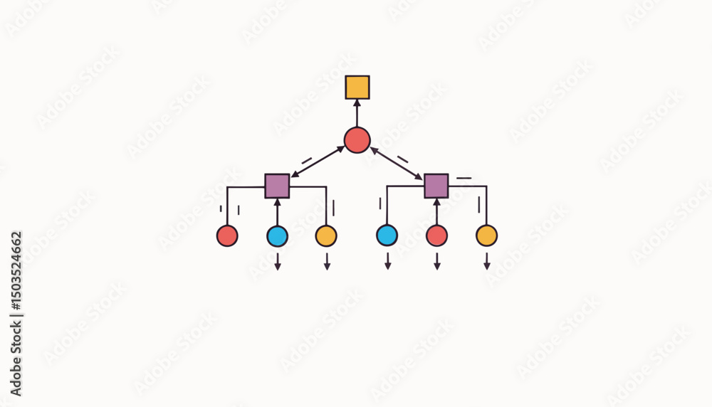 Poster vector decision tree diagram illustrating optimization concepts, simplicity
