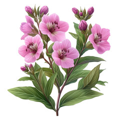 Elegant floral arrangement with delicate pink blossoms and verdant foliage