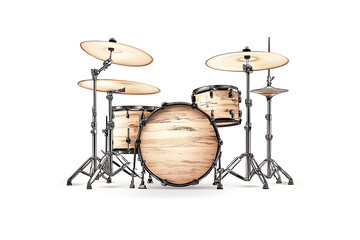 Wooden Drum Kit with Studio Setup.