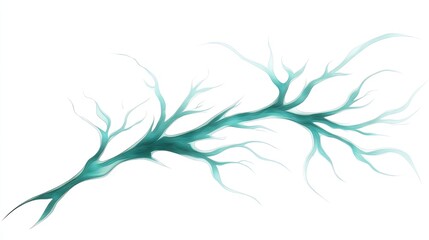 Fototapeta premium Intricate teal branch design against a white background.