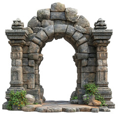 Fototapeta premium Mysterious weathered stone archway entrance evoking ancient ruins and forgotten gateways