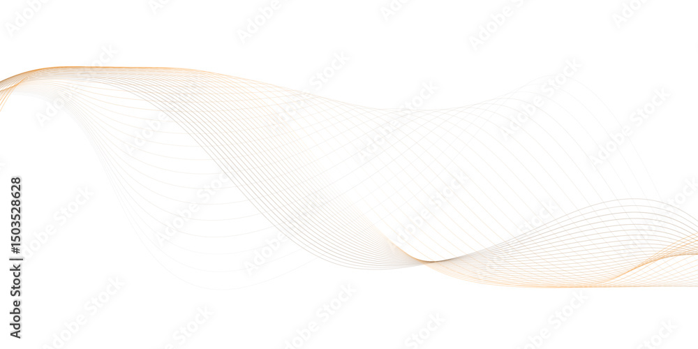Poster gold wave pattern flowing horizontally across a bright white background, creating an elegant and mod
