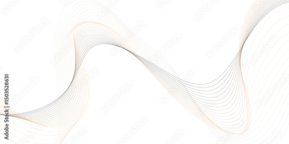 Poster gold wave pattern flowing horizontally across a bright white background, creating an elegant and mod