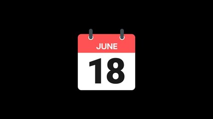 18 june day calendar animation without background