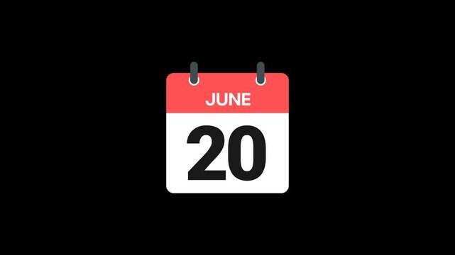 20 june day calendar animation without background