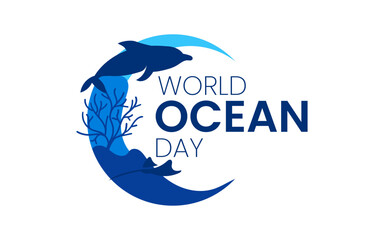 World oceans' day background, celebrated every year on June 8th. Poster Design ocean's day. Save ocean. Ocean life vector
