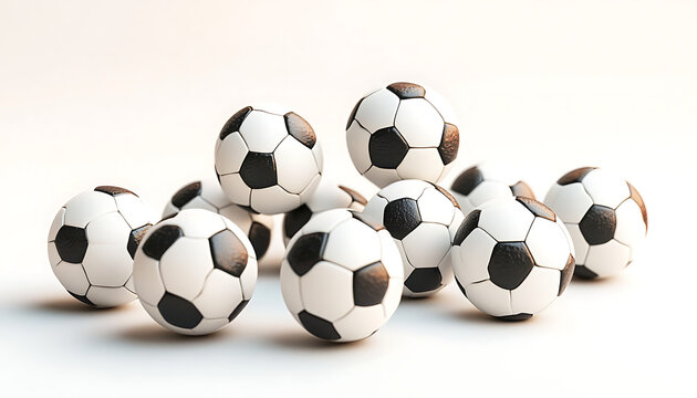 Soccer balls pile with white background. - Powered by Adobe