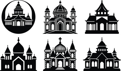 Collation silhouette Religious Building Icon white background