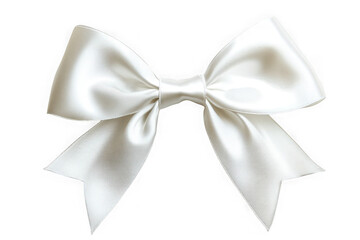 Elegant white satin bow isolated on transparent background