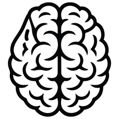 Hand draw Brain icon vector, outline, silhouette, Black outline with white background