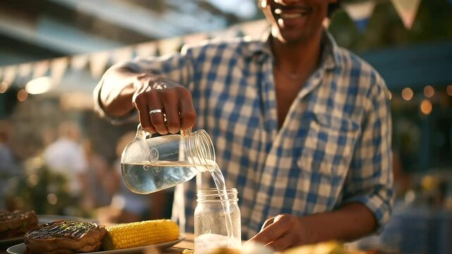 A lively backyard summer party featuring chilled drinks and joyful company.