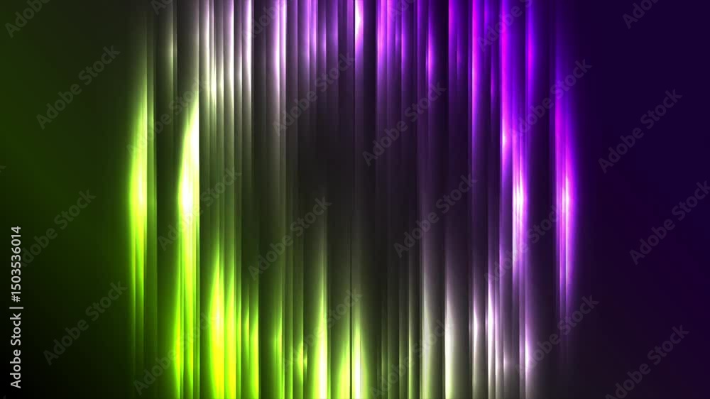Poster green and violet glass neon gradient stripes with glowing laser effect abstract background. seamless