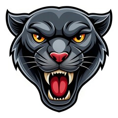 Cartoon Panther Head Design on White Background