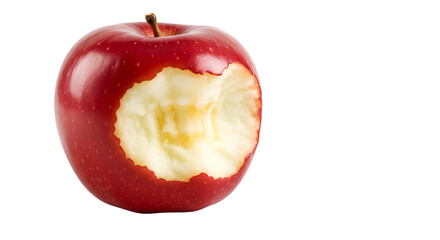 bitten red apple isolated on white background
