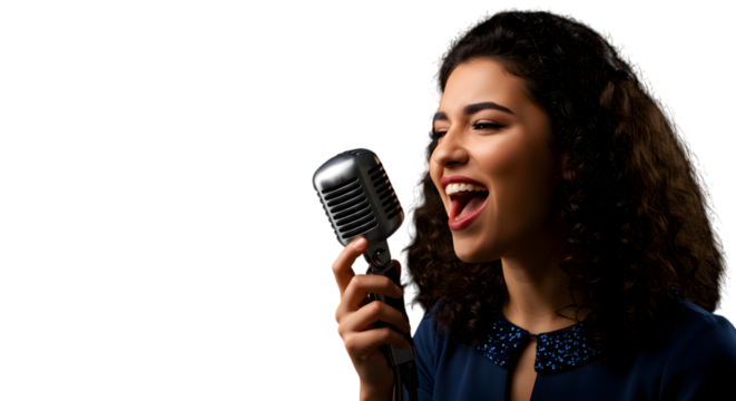 woman singing in karaoke  - Powered by Adobe