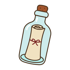 Message in a bottle beach vector illustration isolated on white background

