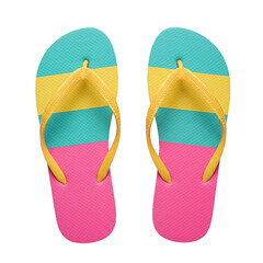 Colorful Flip Flops Pair on White Background
