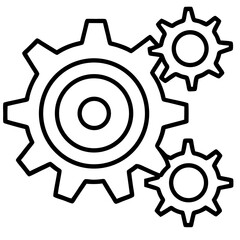 Gears line art black icon on white background.
