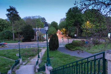 Seine embankment at the evening and night. Spring in Paris. Blossom and architecture. Insects and...