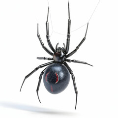 Obraz premium a black spider hanging from its web thread 3d wi