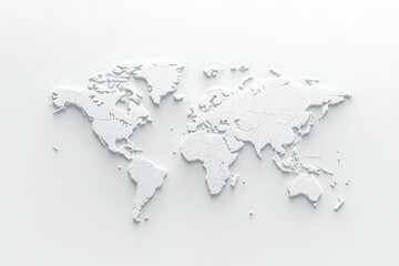 White 3D World Map Background.