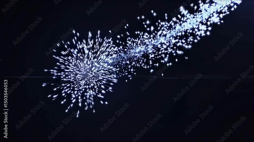 Poster fluid dynamics simulation with droplets forming in black background