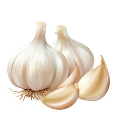 White garlic bulbs and cloves