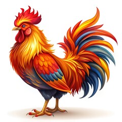 Fototapeta premium Rooster Colorful Head with Fiery Style Vector