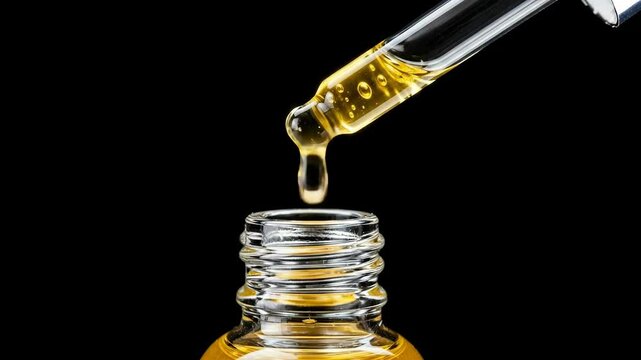 Golden Elixir: Precision Drop of Serum, Capturing the Essence of Beauty, Wellness and Potent Skincare. Timeless. Essential. Pure. Illuminating. Rich. Nurturing