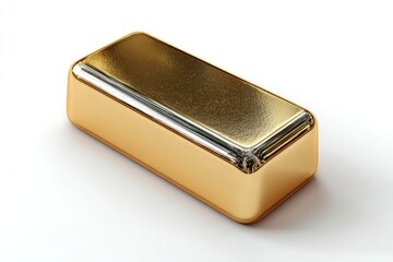 Golden Bullion Bar on White Background HighQuality Shiny Precious Metal Investment Symbol f
