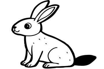 Obraz premium Bunny Portrait: A cute bunny with long ears and a fluffy tail poses in a charming black-and-white portrait. Capturing the playful essence of the animal kingdom