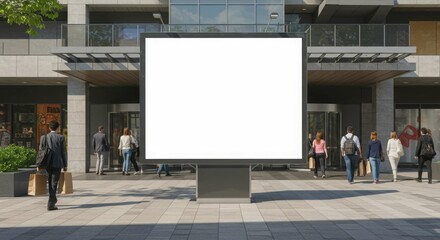 Blank Square Billboard in City