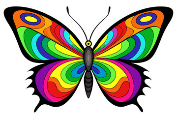 Vibrant rainbow butterfly design colorful wings insect art