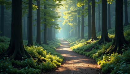 Obraz premium Forest Path in Morning Light