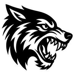 A wolf with its mouth open and teeth bared