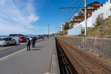 神奈川県　江ノ電と富士山　湘南