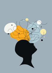 Overthinking, Mental health, Communication, Breakdown, Mind, Panic, Psychology, Thoughts, Artwork, Vector