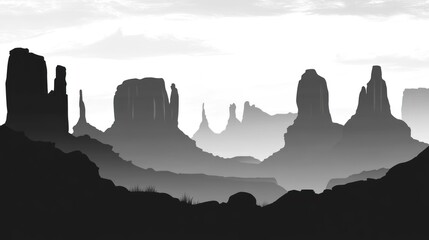 Monochrome desert landscape